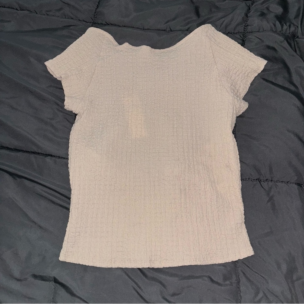 Urban Outfitters Cream Textured Short Sleeve Top
